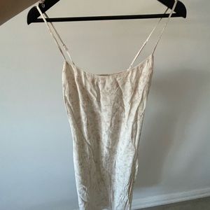 Aritzia Midi White and Floral Dress with Slit size Small